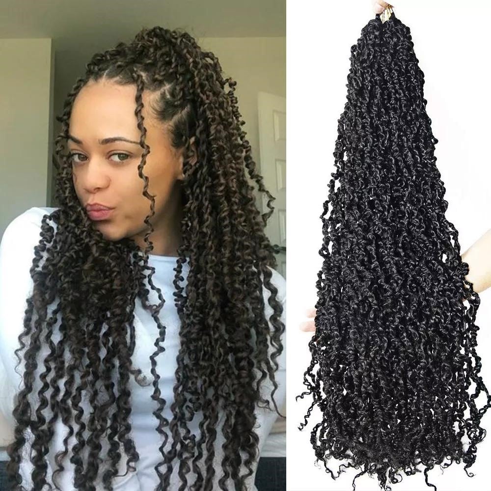 Majesty Twist Flätor i glänsande mörkbrun ton med täta, spiralliknande lockar som ger ett fylligt och naturligt texturerat utseende med lätt glans.
