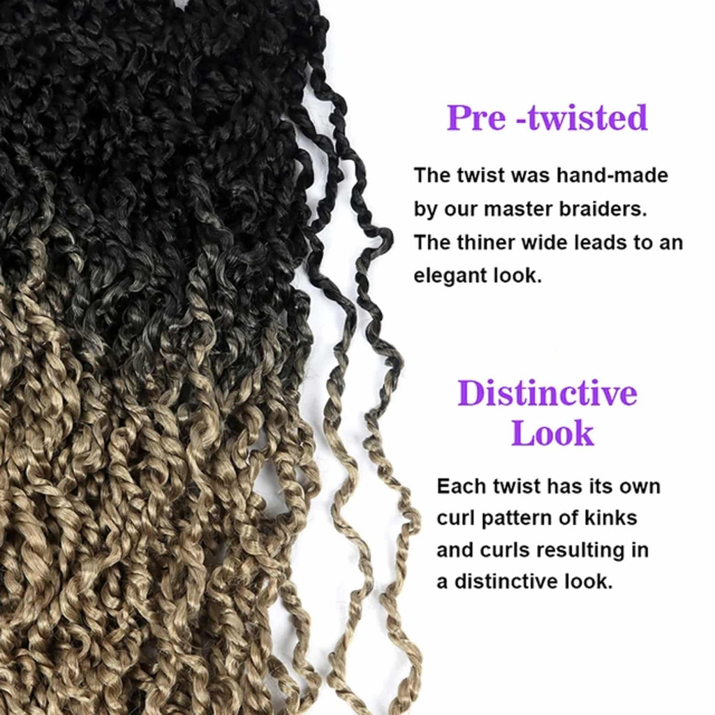 Produktbild på Twist Locs Majesty Twist, där håret är stylat i täta, definierade twists för en voluminös och naturlig look med en mjuk, strukturerad finish.