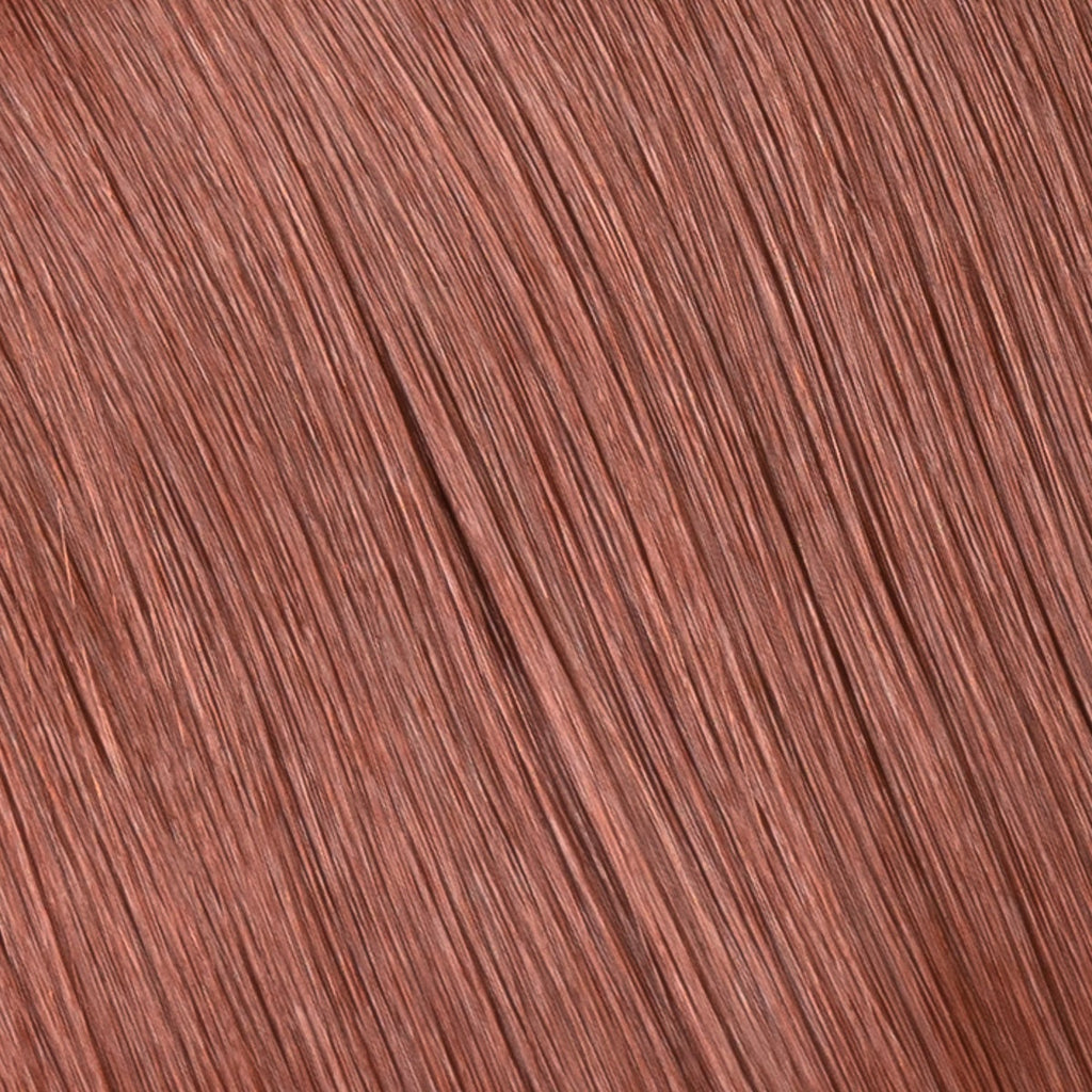 Närbild på Auburn Red (färg 350), som visar en djup, rödbrun nyans med kopparaktiga undertoner och en glödande, intensiv finish.