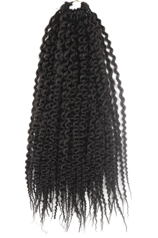 Mörkbruna Pre-loop Island Twist-flätor med tätt definierade lockar som faller naturligt i längden och skapar en fyllig, texturerad look.