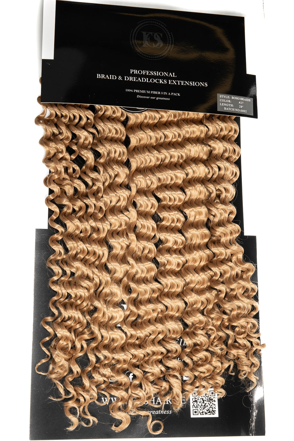 Goddess Boho Braids i ljus karamellblond nyans med definierade lockar. Ger en elegant, naturlig och fyllig look för trendiga flätor med lyxig finish.