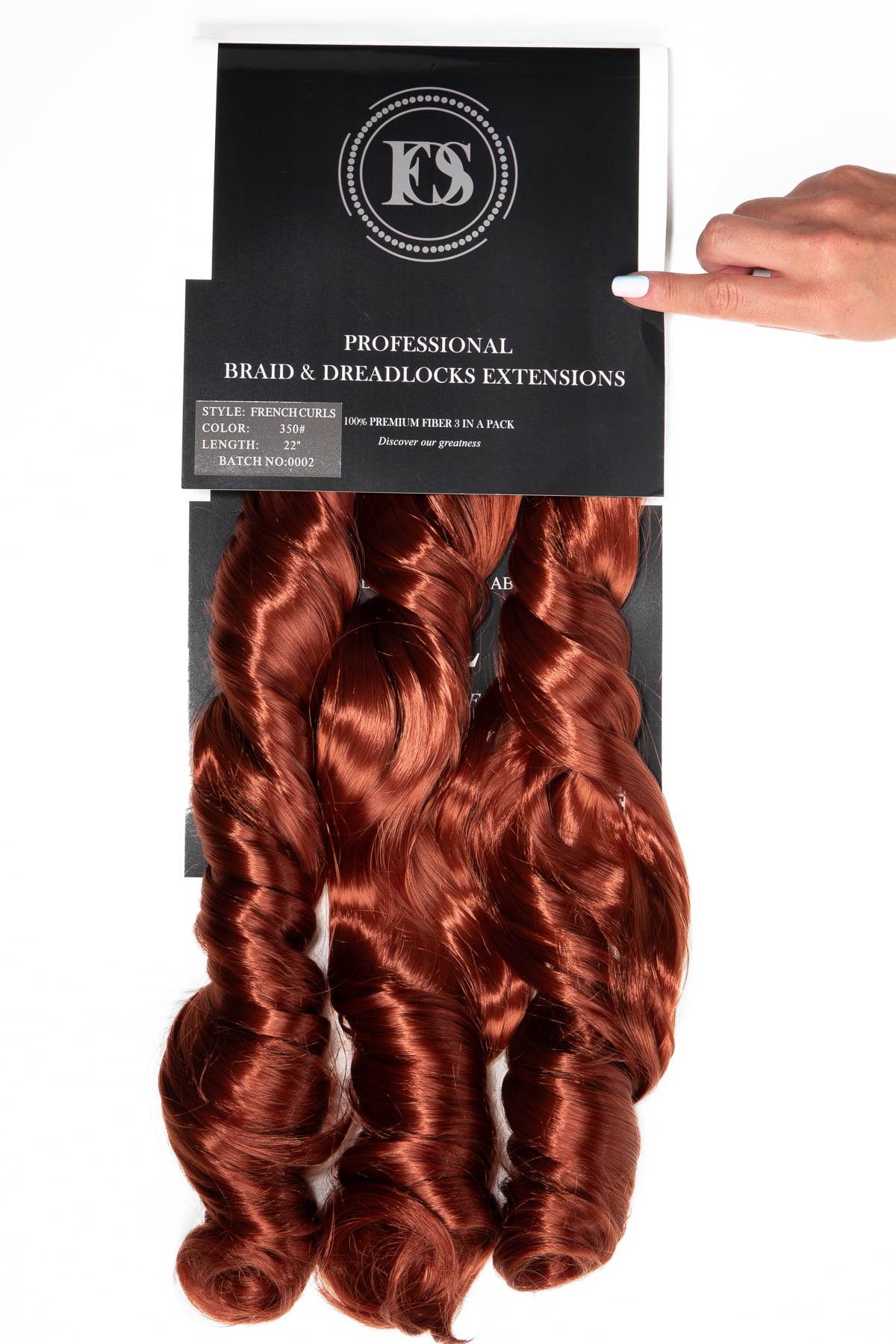 3 pack Spiral French Curl fläthår i färg #350 med glänsande lockar, perfekt för naturliga skyddande frisyrer med volym, rörelse och professionell finish.