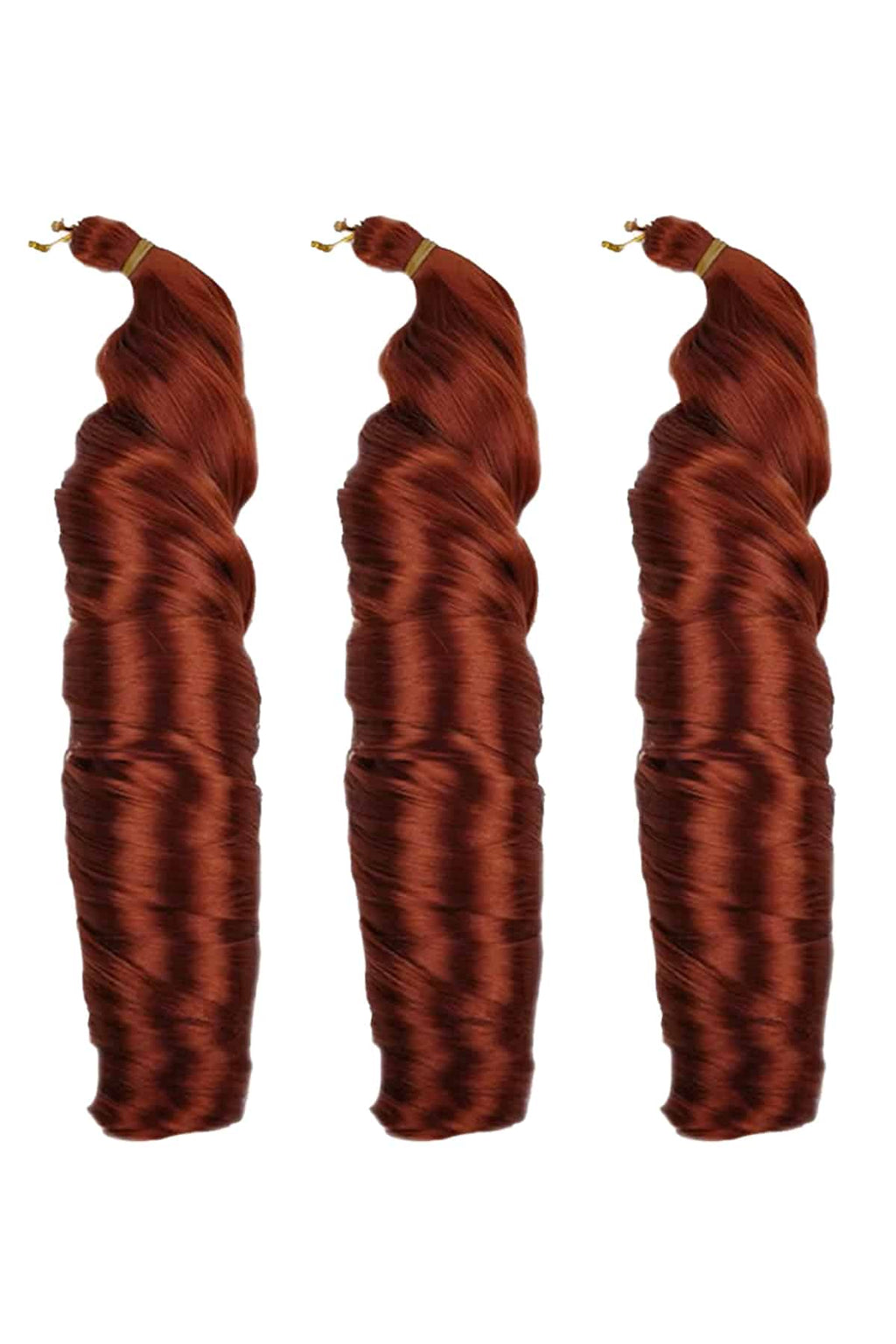 Spiral French Curl fläthår i nyansen #350 kopparröd, mjuka glansiga lockar med naturligt fall för eleganta skyddande frisyrer och professionell styling.