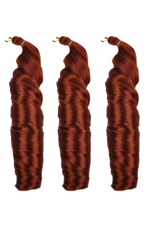 Spiral French Curl fläthår i nyansen #350 kopparröd, mjuka glansiga lockar med naturligt fall för eleganta skyddande frisyrer och professionell styling.