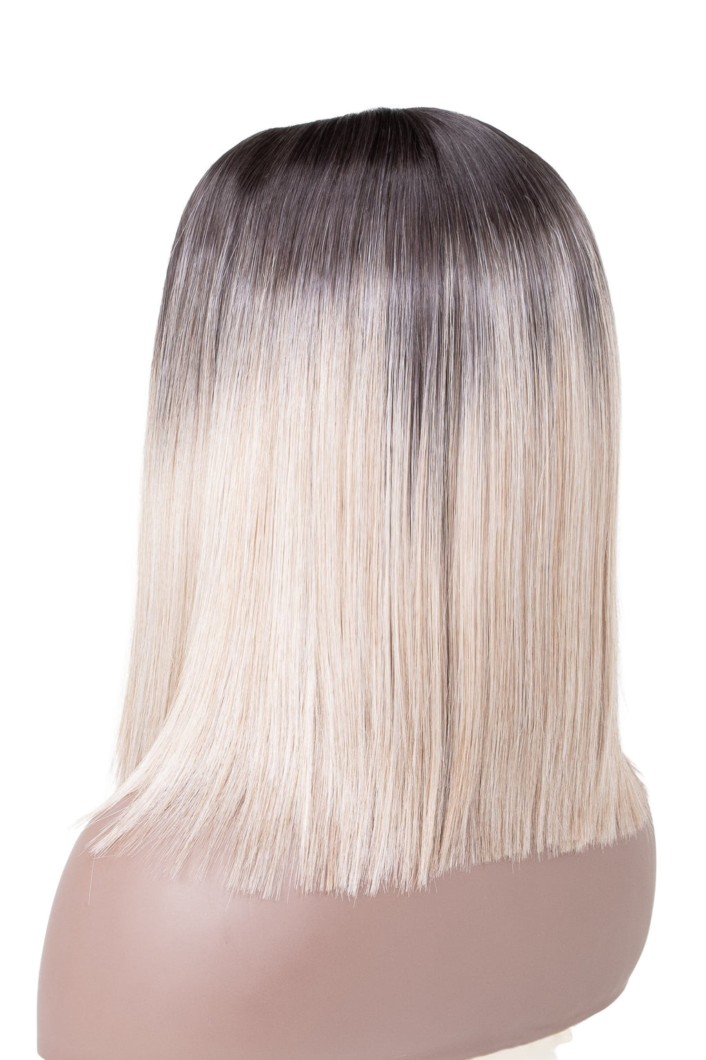 Lace front peruk blond, kall ton, mörka rötter, ombre, balayage