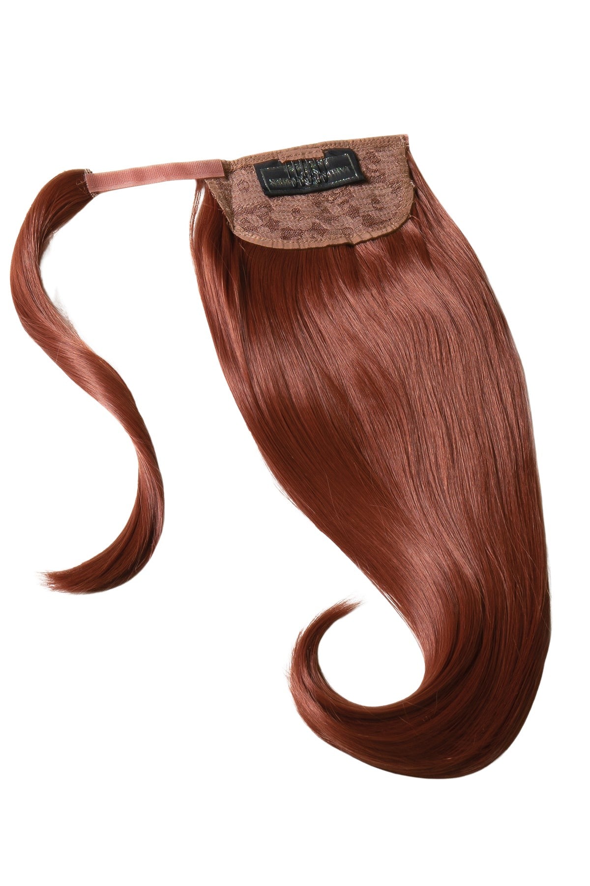 Rödbrun ponytail-hårförlängning med vågiga längder, produktbild
