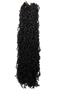 Majesty twist flätor i svart färg. Tjocka, definierade tvinnade flätor med naturlig glans och mjuk struktur, perfekta för en fyllig och elegant skyddande frisyr.