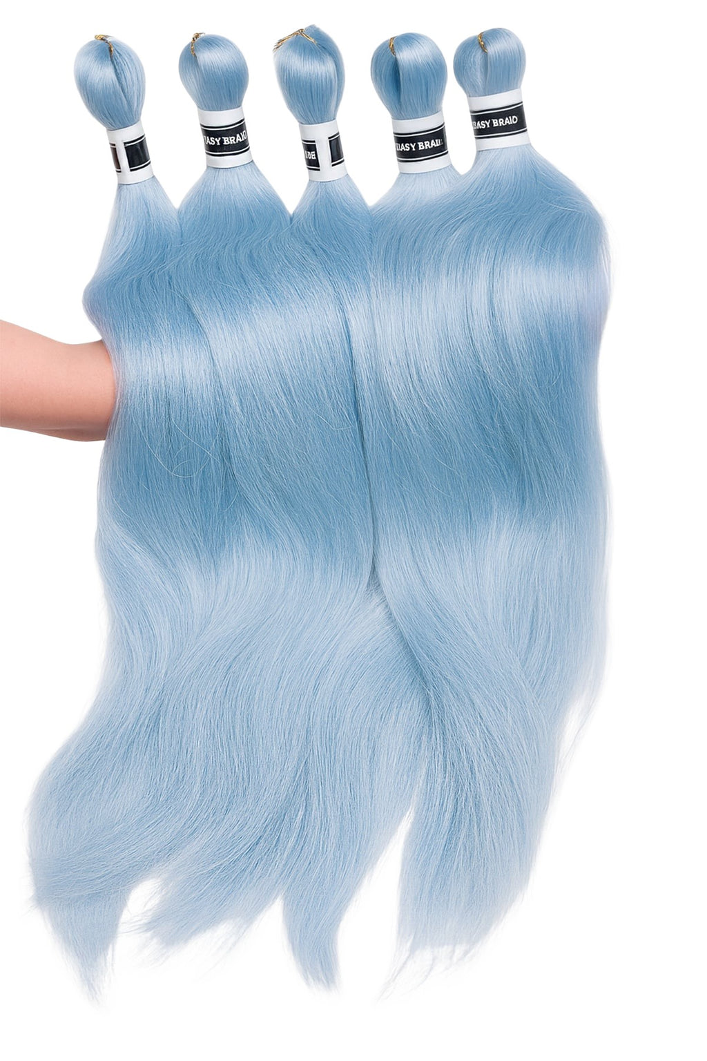 Easy braids flätor i gråblå nyans. Storpack, flerpack, 5 pack