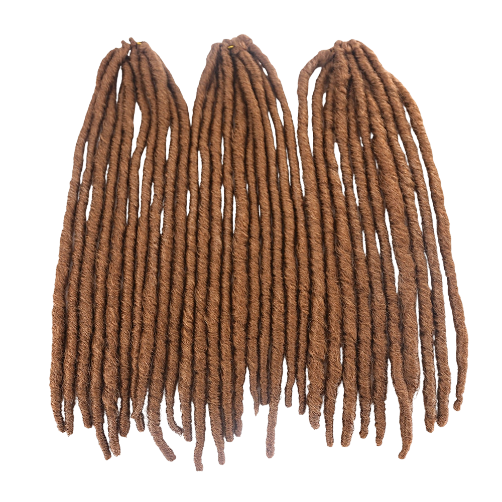 FAUX LOCS x 3 #27, en gyllenbrun glänsande färg.