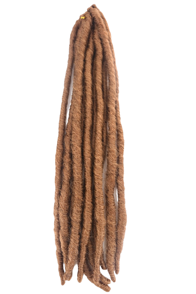 Bruna långa faux locs.