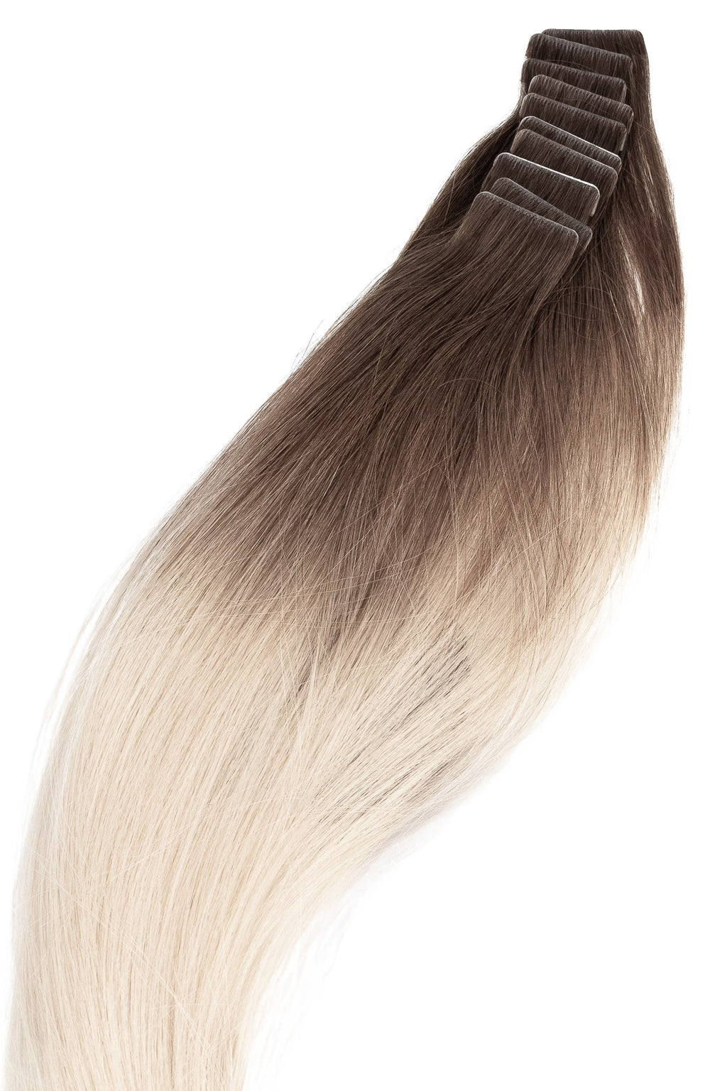 Pro tejp löshår i kall blond balayage, äkta Remy-hår med naturlig glans för fyllig och sömlös hårförlängning.