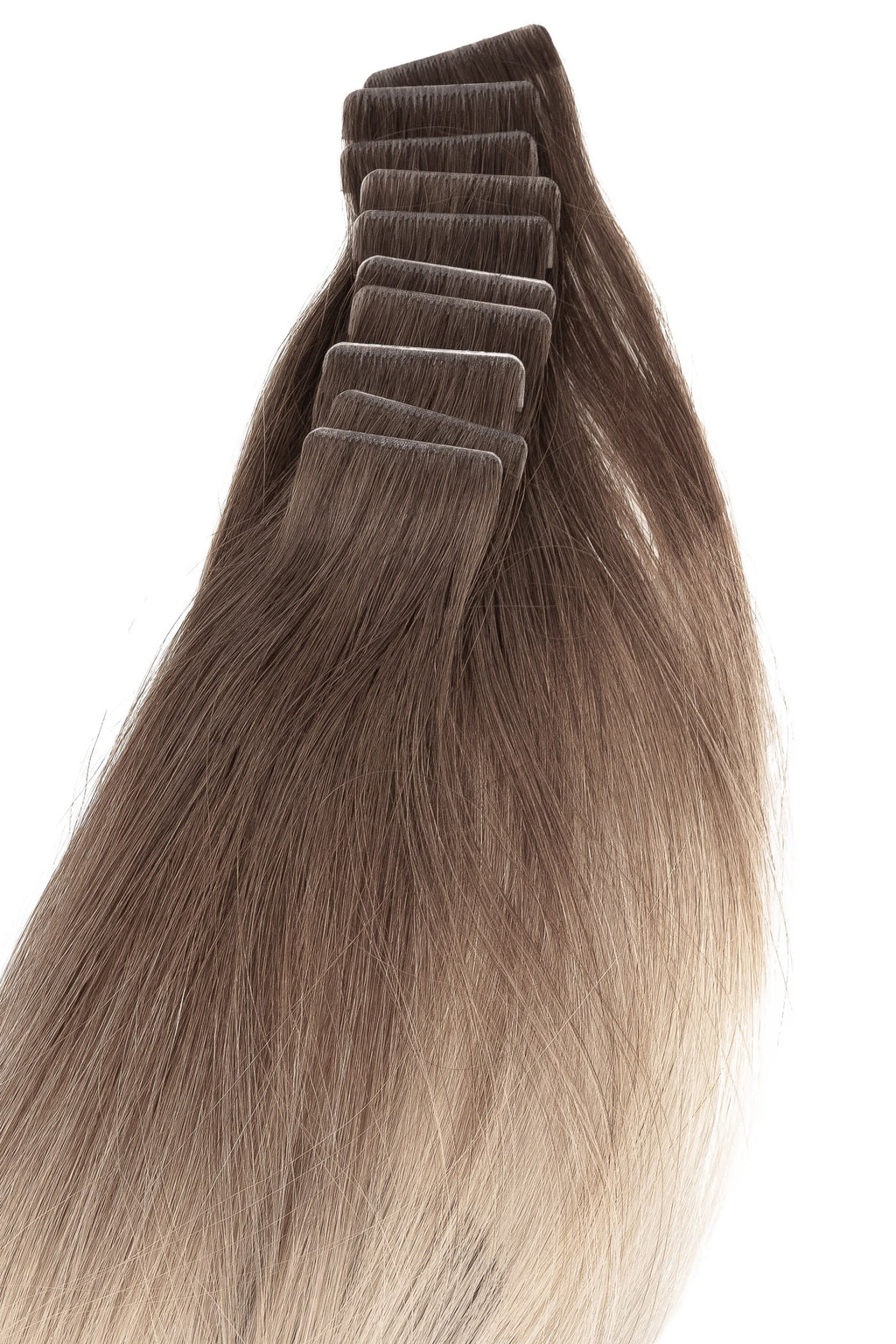 Pro tejp löshår i balayage blondbrun ton, äkta Remy-hår med silkeslen glans för naturlig, professionell hårförlängning.
