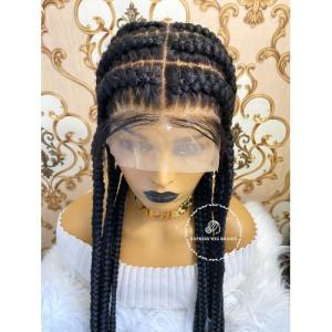 Center Braided Ghana Weaving With Frontal 30"