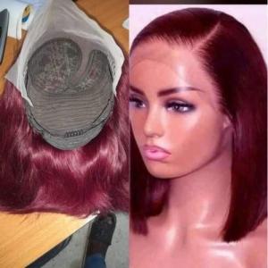 Glueless C Frontal Burgundy Soft And Slky Bob Wig