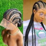 Black Full Lace Stitch Cornrows Braided Wig 30inches