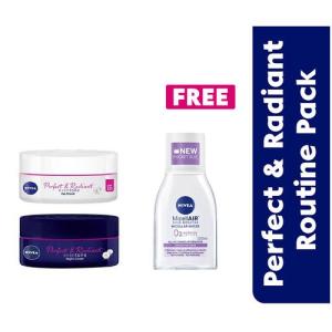 NIVEA Perfect & Radiant Even Tone Day 50ml & Night Cream For Women 50ml with Free Miscellar Water 100ml