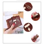 Female Lady PU Leather Short Wallet Purse - Dark Brown